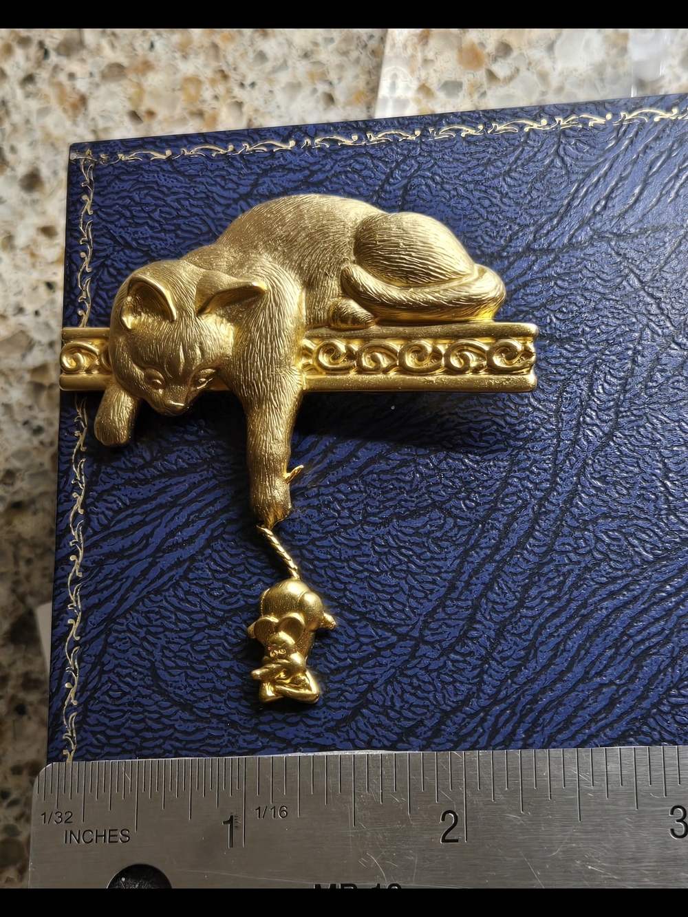 JJ Jonette Gold Cat and Mouse Brooch - Elegant Women’s Jewelry